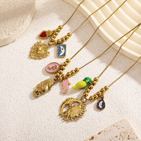 Collier Pendentif Femme Élégant En Forme De Cœur, En Acier Inoxydable Doré, Étanche, Collection Romantique (1 Pièce) 2