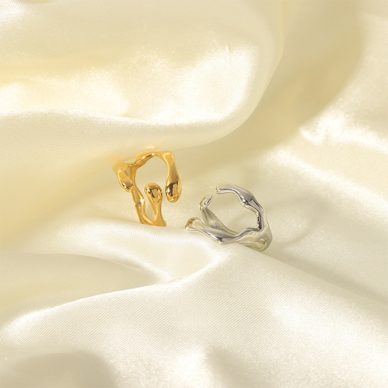 Bague Minimaliste Étanche En Acier Inoxydable Couleur Or (1 Pièce) h5Image2