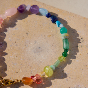Bracelet À Breloques Pour Femme, 1 Pièce, Perles Polychromes, Acier Inoxydable, Étanche, Couleur Or h5 Image6