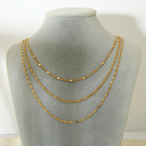 Colliers Superposés Pour Femmes, En Acier Inoxydable Imperméable, Collection Simple Series Daily Chain h5 Image5