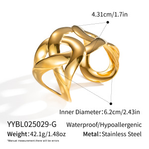 Bracelet Manchette Étanche En Acier Inoxydable Couleur Or (1 Pièce) h5