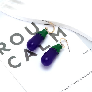 1 Paire De Boucles D'Oreilles Pendantes En Résine Aubergine h5 Image3