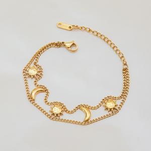 Bracelet Chaîne Femme Rétro Soleil Et Lune En Acier Inoxydable Étanche Couleur Or (1 Pièce) h5 Image6