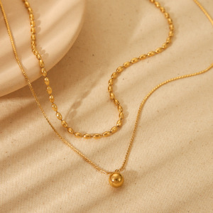 1 Paire De Colliers Superposés Géométriques Simples Pour Femme, En Acier Inoxydable Étanche, À Porter Au Quotidien h5 Image3