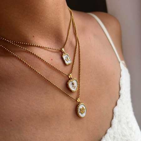 Collier pendentif en acier inoxydable doré, étanche, en forme de cœur émaillé 2