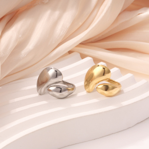 Bague Simple Classique Géométrique En Acier Inoxydable Étanche Couleur Or (1 Pièce) h5 Image3