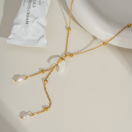 Collier pendentif lune en acier inoxydable étanche couleur or (1 pièce)