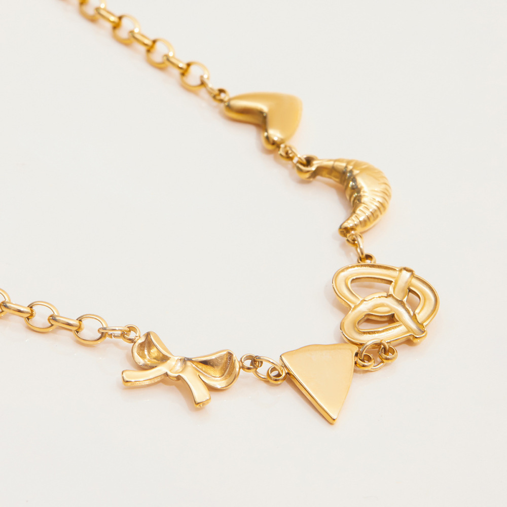 Bracelet À Breloques Pour Femme, En Acier Inoxydable, Couleur Or, En Forme D'Aliment (1 Pièce). Image6