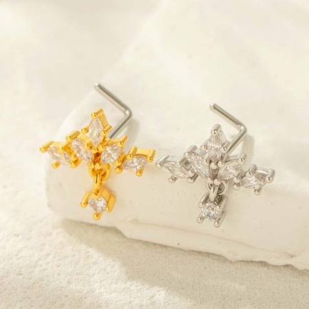1 pièce de piercing de nez design en cuivre doré et zircon pour femme