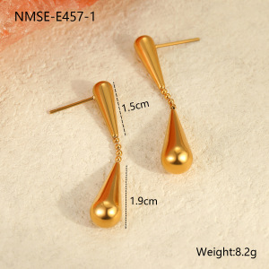 Boucles D'Oreilles Pendantes Pour Femmes, En Acier Inoxydable Étanche, Couleur Or, Modèle Simple Droplet h5
