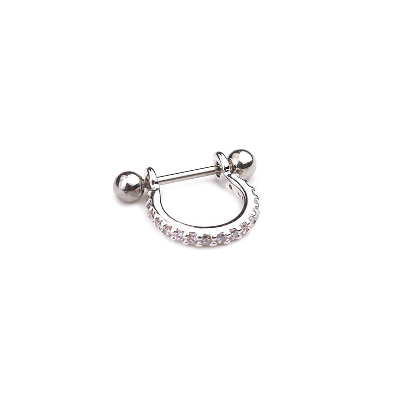 1 Pièce De Boucles D'Oreilles Piercing En Zircon Couleur Or Cuivré