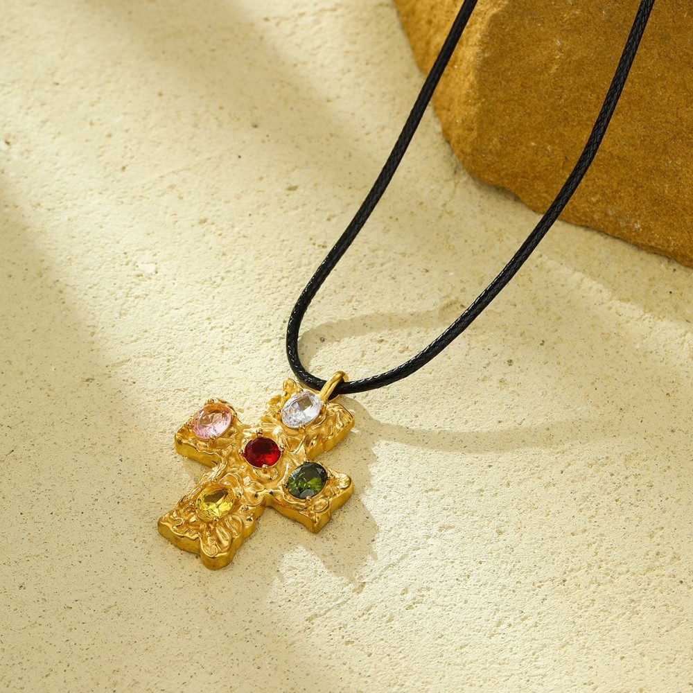 Colliers Pendentifs Rétro En Acier Inoxydable, Étanches, Couleur Or, Pour Femmes Image2