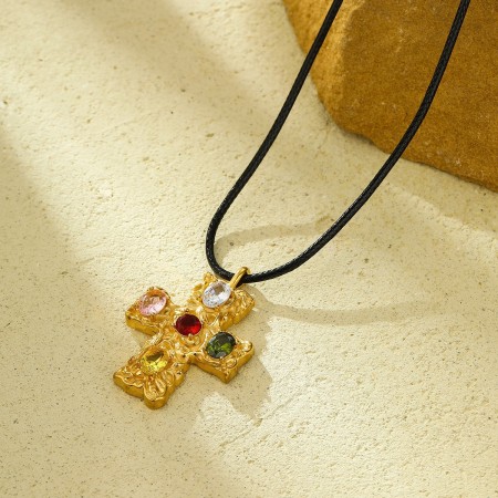 Colliers pendentifs rétro en acier inoxydable, étanches, couleur or, pour femmes 2