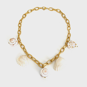 Collier Avec Pendentif Coquillage En Acier Inoxydable Couleur Or, 1 Pièce h5 