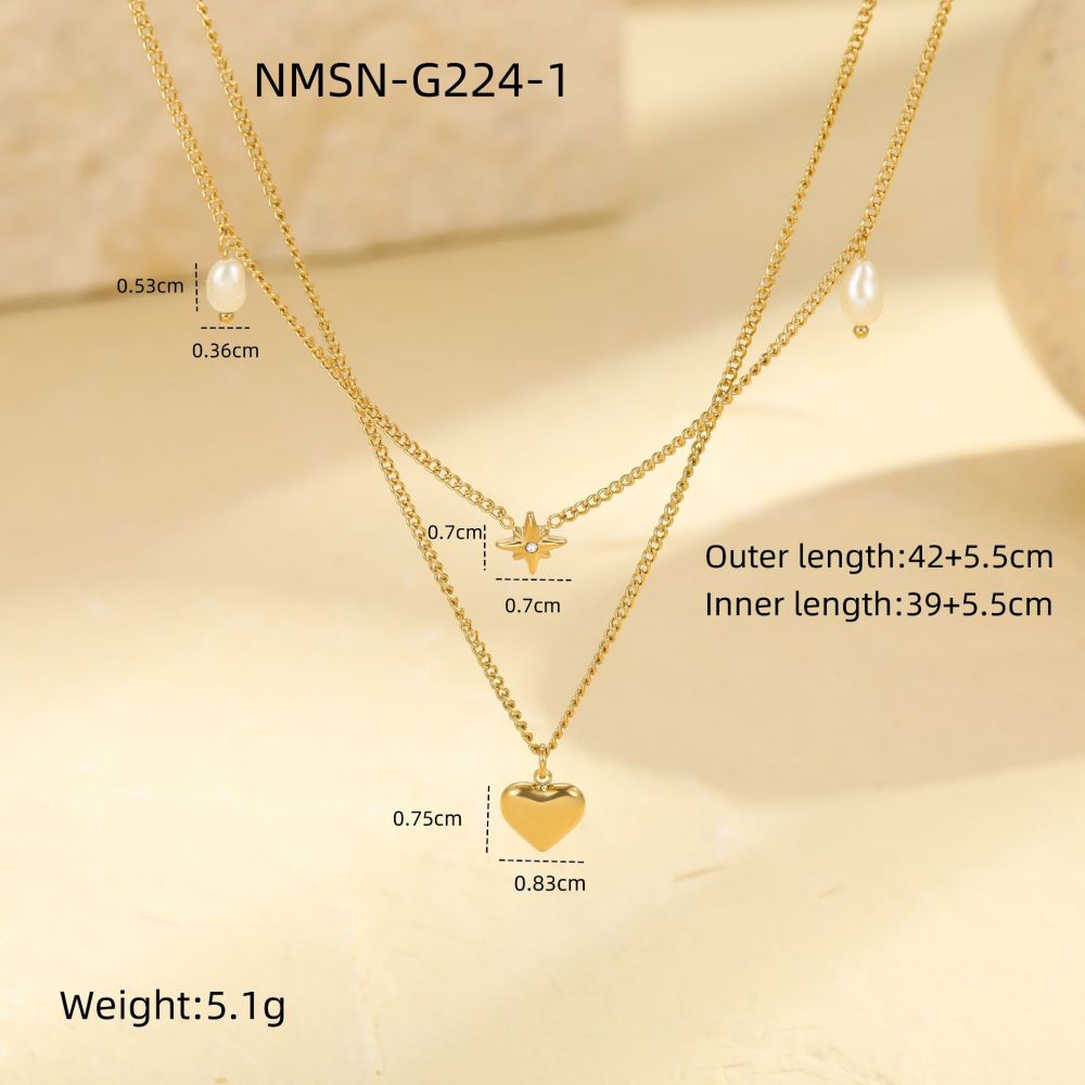 Colliers Superposés Pour Femmes, Collection Simple Series Daily Heart, En Acier Inoxydable Étanche, Couleur Or
