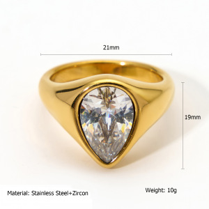 Bague Pour Femme, Collection Luxueuse, Géométrique Et Sexy, En Acier Inoxydable Étanche, Couleur Or, Ornée De Pierres Précieuses (1 Pièce). h5 