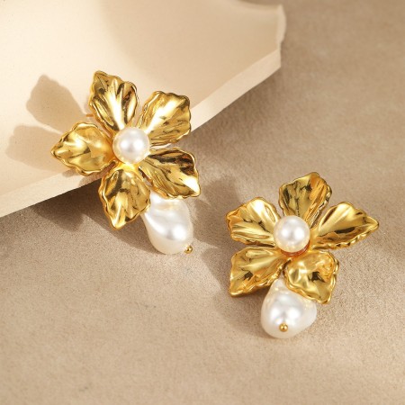 Boucles d'oreilles pendantes pour femmes, collection Daily Flower, en acier inoxydable étanche, de la gamme Luxurious Series 2