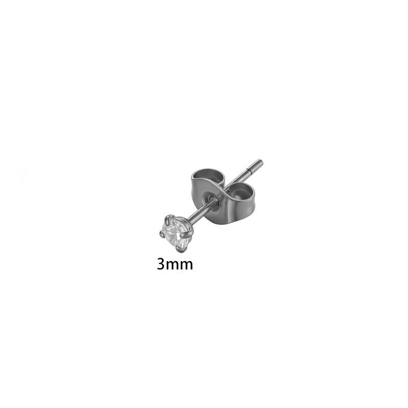 Boucle D'Oreille Piercing Simple En Acier Inoxydable Étanche Couleur Or Avec Zircon (1 Pièce) Image2