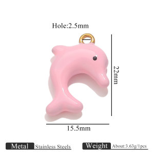 Pendentif Dauphin Pour Femme, En Acier Inoxydable Étanche, Couleur Or (1 Pièce) h5 