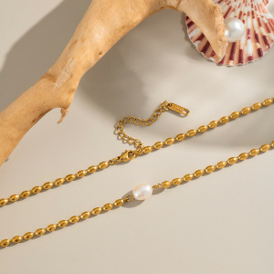Collier De Perles Doré En Acier Inoxydable Étanche (1 Pièce) h5 Image4