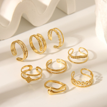 Bague minimaliste étanche en acier inoxydable couleur or (1 pièce)