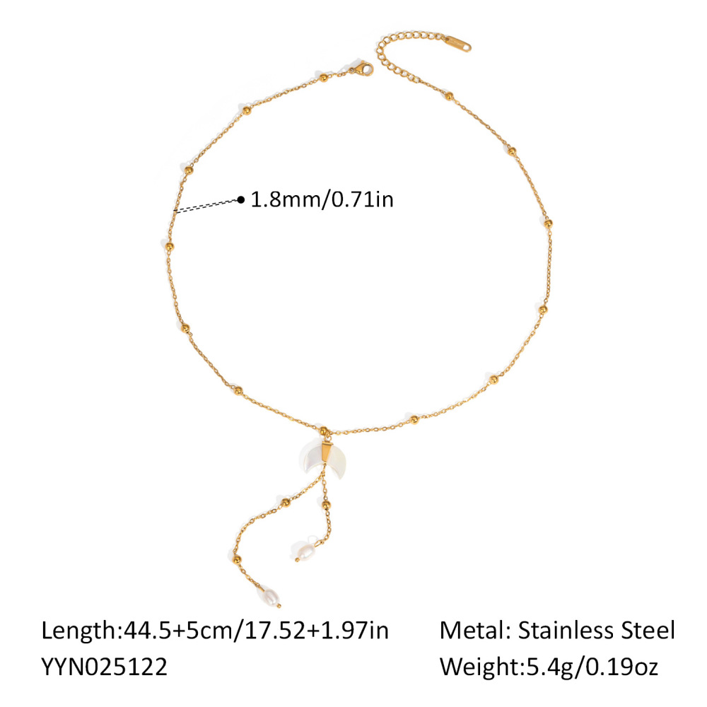 Collier Pendentif Lune En Acier Inoxydable Étanche Couleur Or (1 Pièce) 