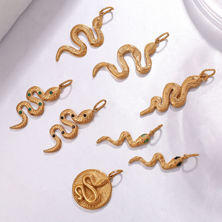 Pendentif Serpent Étanche En Acier Inoxydable Couleur Or (1 Pièce)