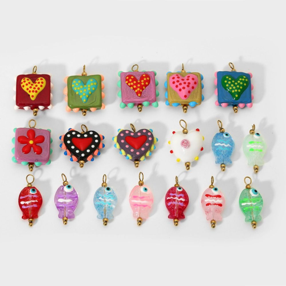 Pendentifs En Verre En Forme De Cœur, Série Romantique Diy Image4