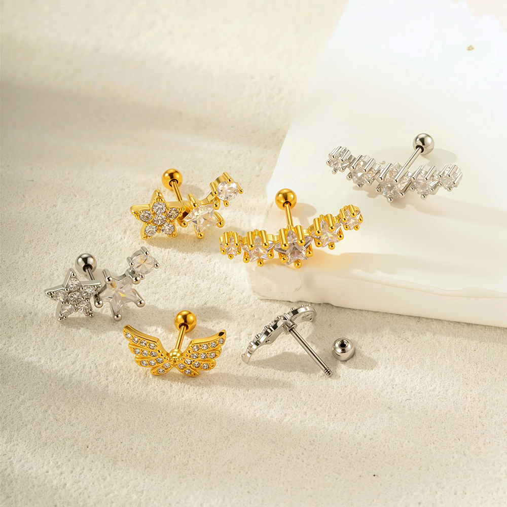 1 Boucle D'Oreille Piercing En Cuivre Et Zircon Image3