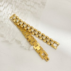 Bracelet Classique En Acier Inoxydable Étanche Couleur Or (1 Pièce) h5 Image4