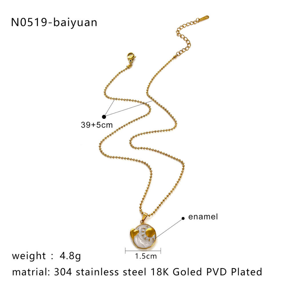 Collier Pendentif En Acier Inoxydable Émaillé Couleur Or, Étanche, Avec Motif De Tarot.