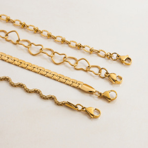 Bracelet Chaîne Classique Torsadé Pour Femme, En Acier Inoxydable Étanche, Couleur Or (1 Pièce). h5 Image5