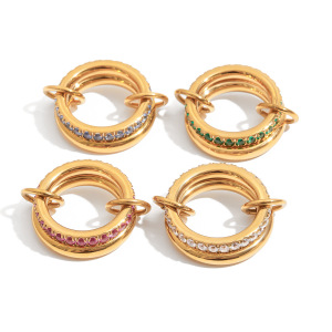 Bague Pour Femme, Collection De Luxe, Classique, Annulaire, En Acier Inoxydable, Étanche, Couleur Or, Sertie De Pierres Précieuses (1 Pièce). h5 Image8