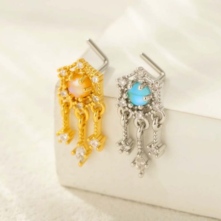 1 pièce de piercing de nez délicat en cuivre doré et zircon pour femme