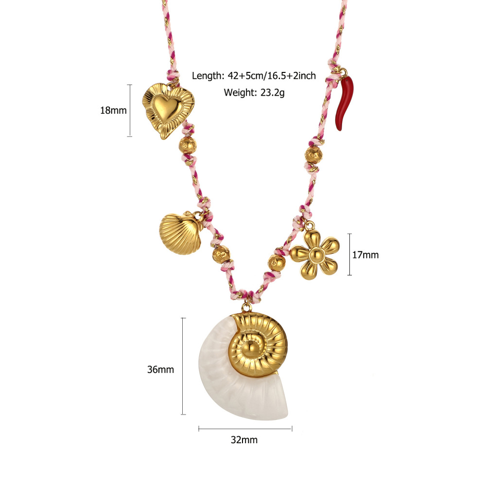 Collier Tressé Pour Femme, Collection Classique De Luxe, En Acier Inoxydable, Couleur Or, Avec Fermoir En Coquillage Étanche (1 Pièce)