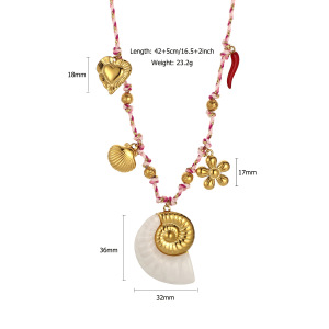 Collier Tressé Pour Femme, Collection Classique De Luxe, En Acier Inoxydable, Couleur Or, Avec Fermoir En Coquillage Étanche (1 Pièce) h5