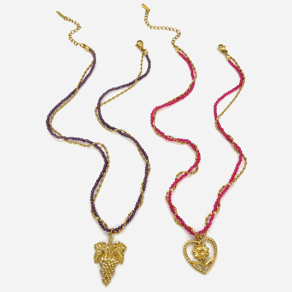 Collier Pendentif Cœur En Acier Inoxydable Étanche Couleur Or (1 Pièce) Image6
