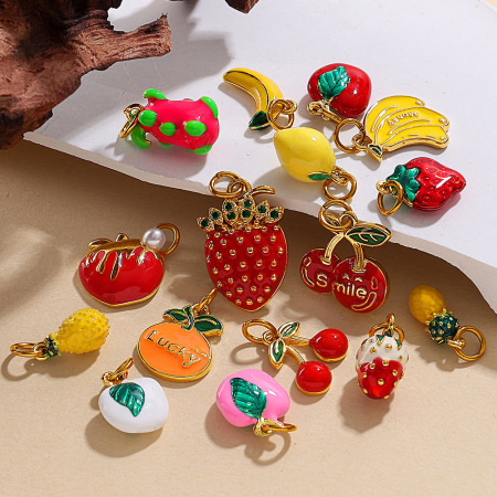 Pendentif DIY en acier inoxydable doré, étanche, en forme de fruit (1 pièce)