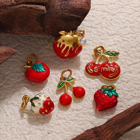 Pendentif DIY en acier inoxydable doré, étanche, en forme de fruit (1 pièce) 2