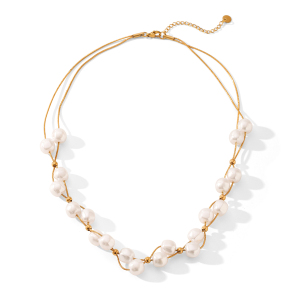Colliers De Perles Pour Femmes Daily Beads En Acier Inoxydable Étanche Couleur Or h5 