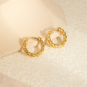 Boucles D'Oreilles Créoles Géométriques Simples Pour Femmes, En Acier Inoxydable Étanches. h5 Image4