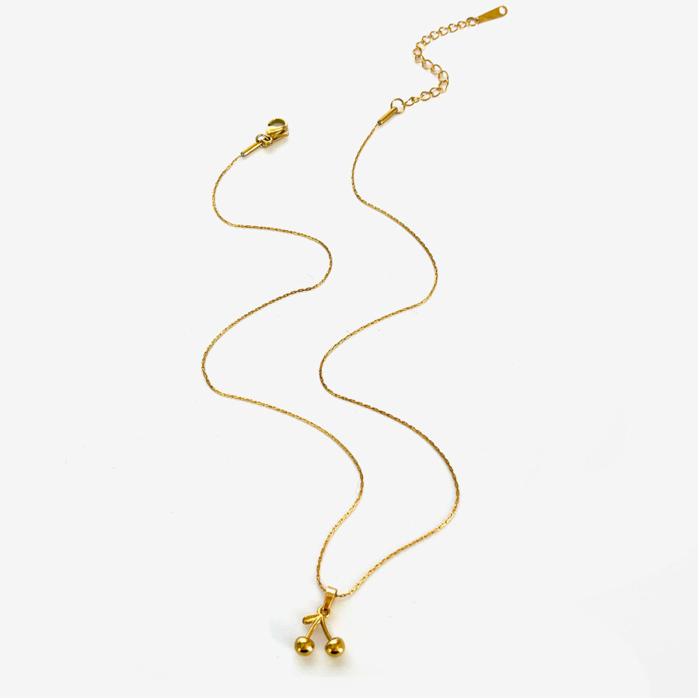 Collier Pendentif En Acier Inoxydable Doré, Étanche, En Forme De Fruit (1 Pièce)