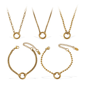 Bracelet À Breloques Simple En Acier Inoxydable Étanche Couleur Or (1 Pièce) h5 Image4