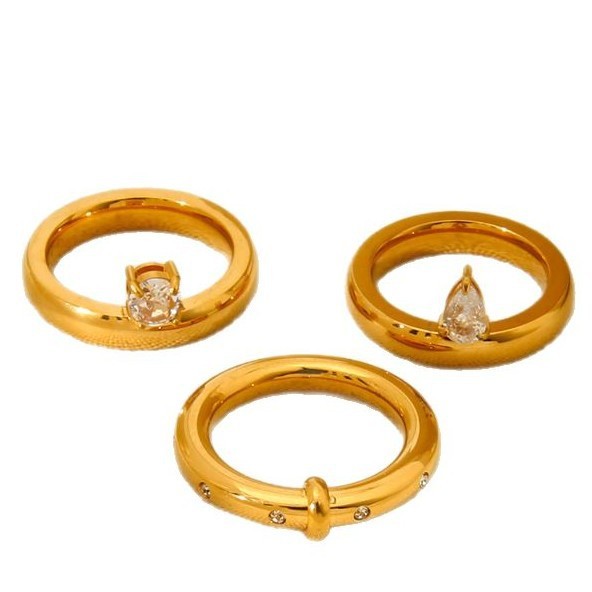 Bague Femme Étanche En Acier Inoxydable, Forme Goutte Simple Image5