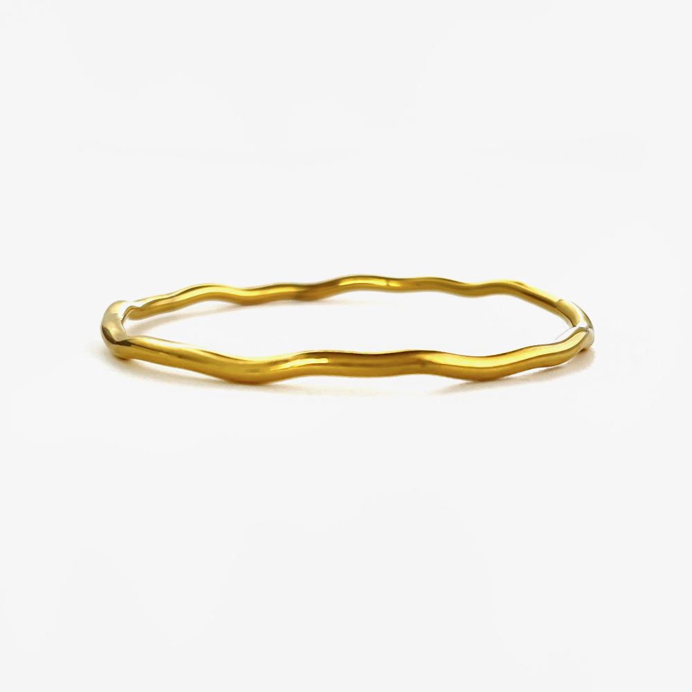 Bracelet Simple En Acier Inoxydable Étanche Couleur Or (1 Pièce) Image2