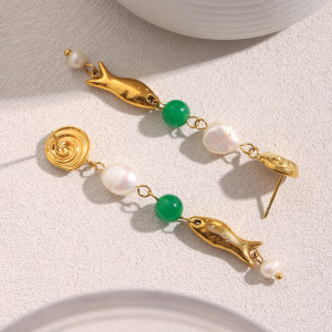Boucles D'Oreilles Pendantes Pour Femme, Élégantes Et Imperméables, En Acier Inoxydable, Motif Animal, Collection Simple Series (1 Paire). h5 Image2