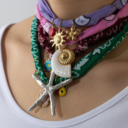 Collier pendentif tortue de vacances en acier inoxydable étanche couleur or, collection romantique (1 pièce)