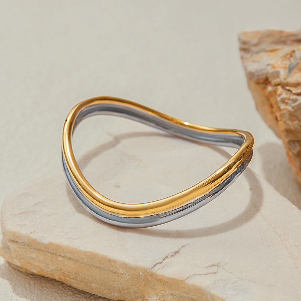 Bracelet Classique Irrégulier En Acier Inoxydable Étanche Pour Femme (1 Pièce) Image3