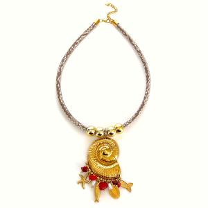 Collier Pendentif En Acier Inoxydable Étanche Couleur Or, Représentant Un Bulot h5 