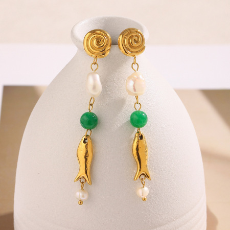Boucles d'oreilles pendantes pour femme, élégantes et imperméables, en acier inoxydable, motif animal, collection Simple Series (1 paire).